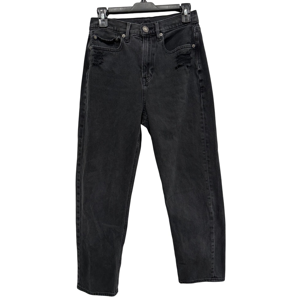 American Eagle Highest Rise 90s Boyfriend Jeans Black Distressed Womens Size 6